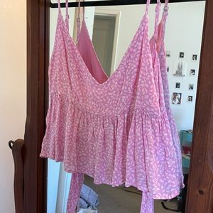 PINK TIE BACK TOP